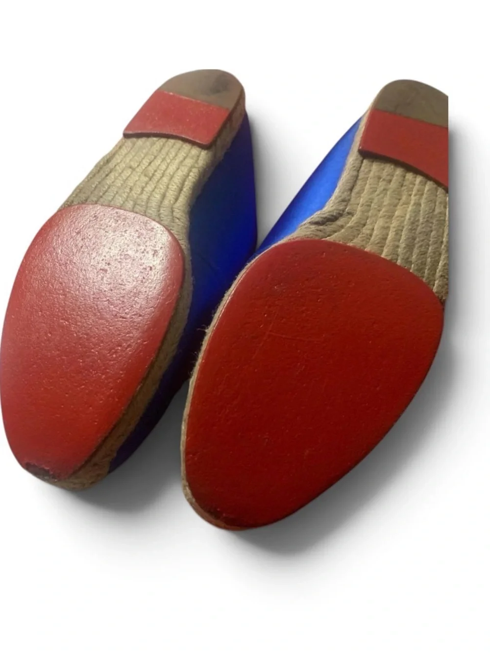 Christian Louboutin Blue Satin Espadrille Flats | Size 37